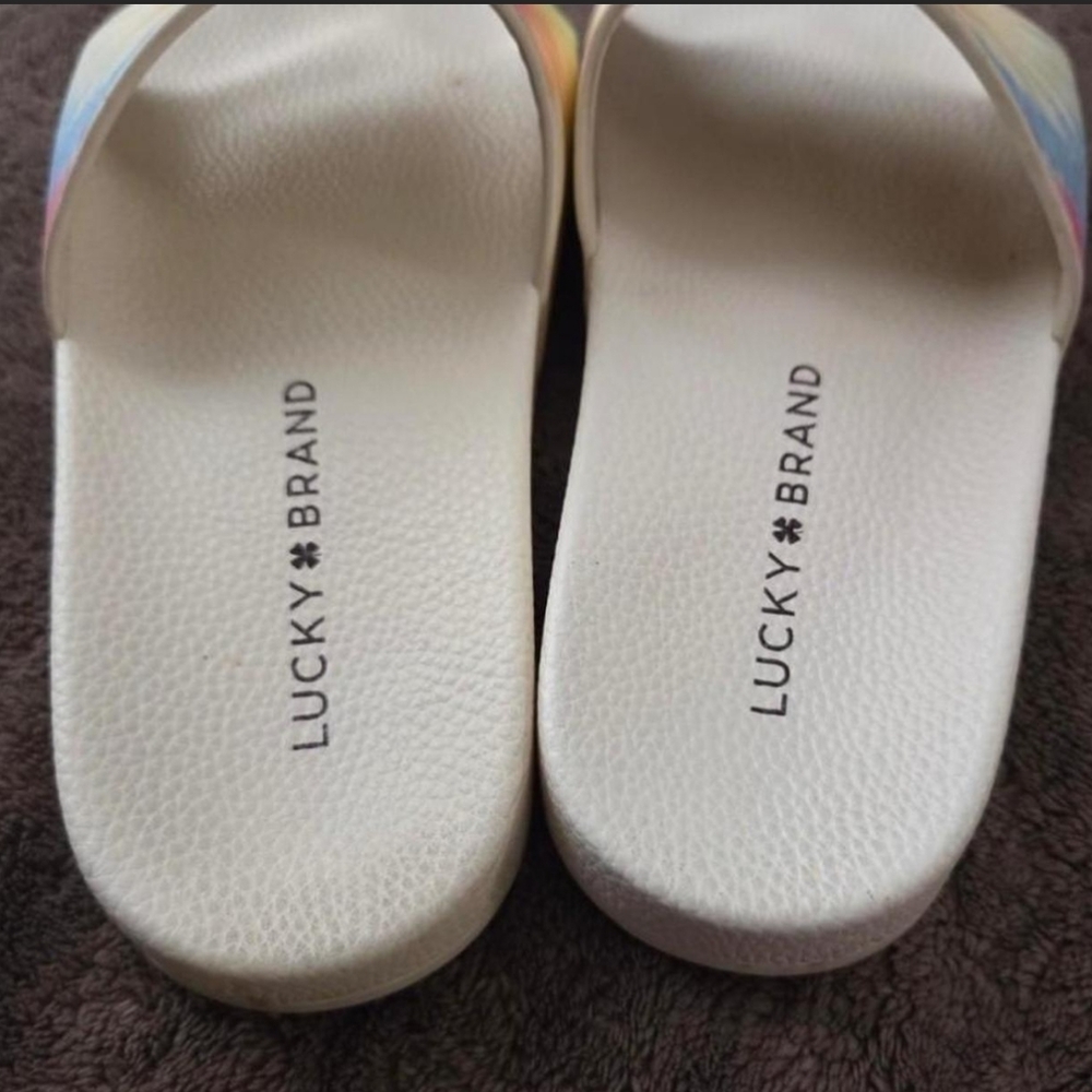 Lucky Brand Tie-Dye Slide Sandals Loungewear Travel Beach Size 7 - Picture 4 of 5